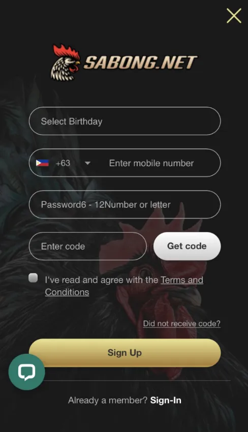 Sabong Sign Up