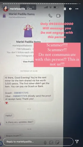 Mariel Rodriguez warns online buyers against scammer