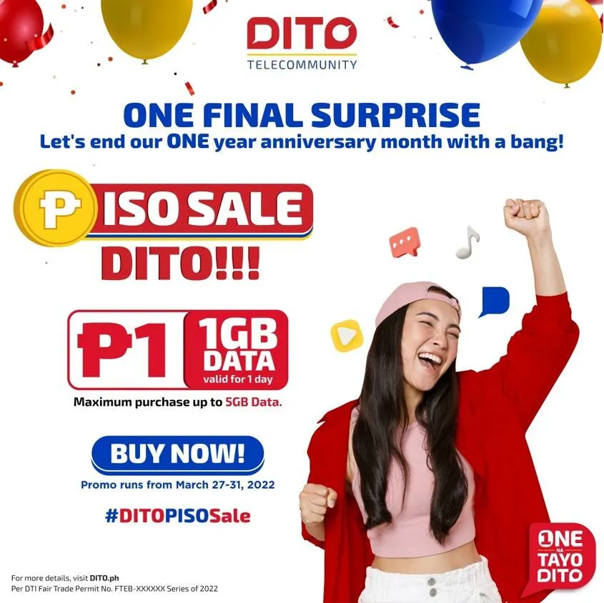 DITO celebrates anniversary with P1 for 1GB promo