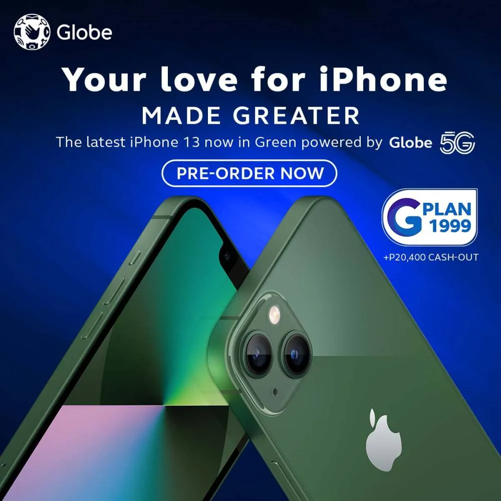 Apple's new iPhone 13 in green and iPhone SE 3rd Gen made greater with Globe Postpaid