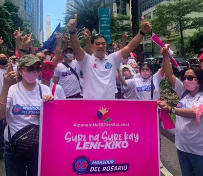 Monsour Del Rosario joins Makatizens in assembly walk for Leni-Kiko Grand Rally