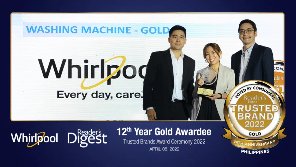 Whirlpool Philippines is Reader’s Digest’s most trusted laundry appliance brand for 12 years￼