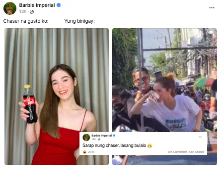 LOOK: Barbie Imperial being offered a drink while on campaign motorcade