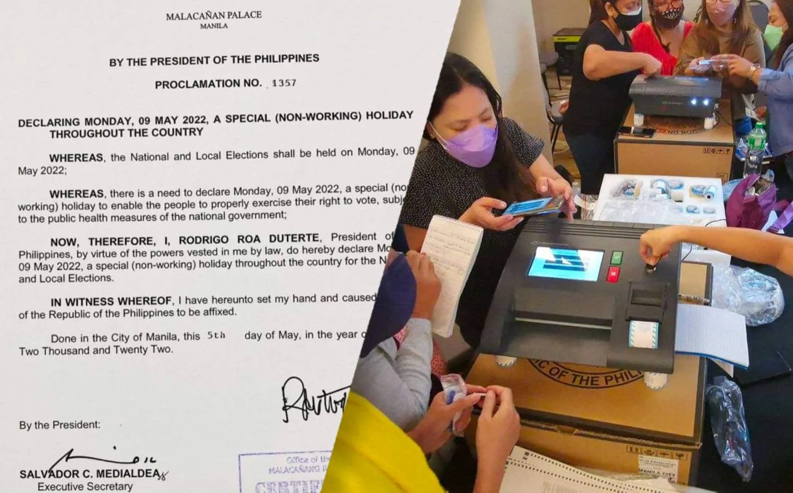 Palace declares May 9 a special holiday for the 2022 elections