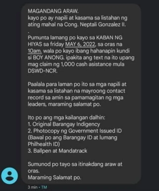 'It's fake': Mandaluyong solon says there's no scheduled cash aid distribution at his office