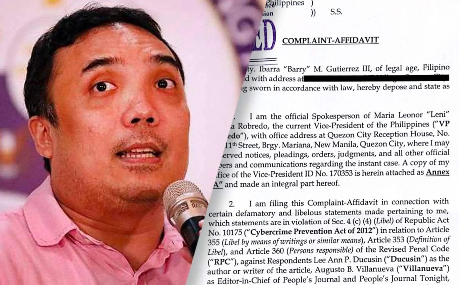 Robredo spokesperson files cyber libel case vs tabloid