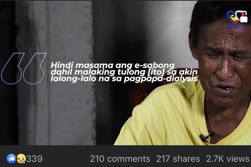 Netizens sympathize with dialysis patient eSabong beneficiary